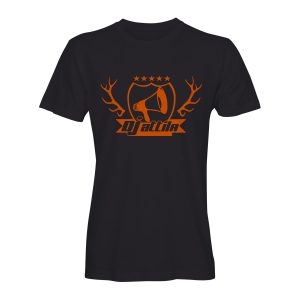 DJ attila t-shirt jägermeister geweih schwarz-orange