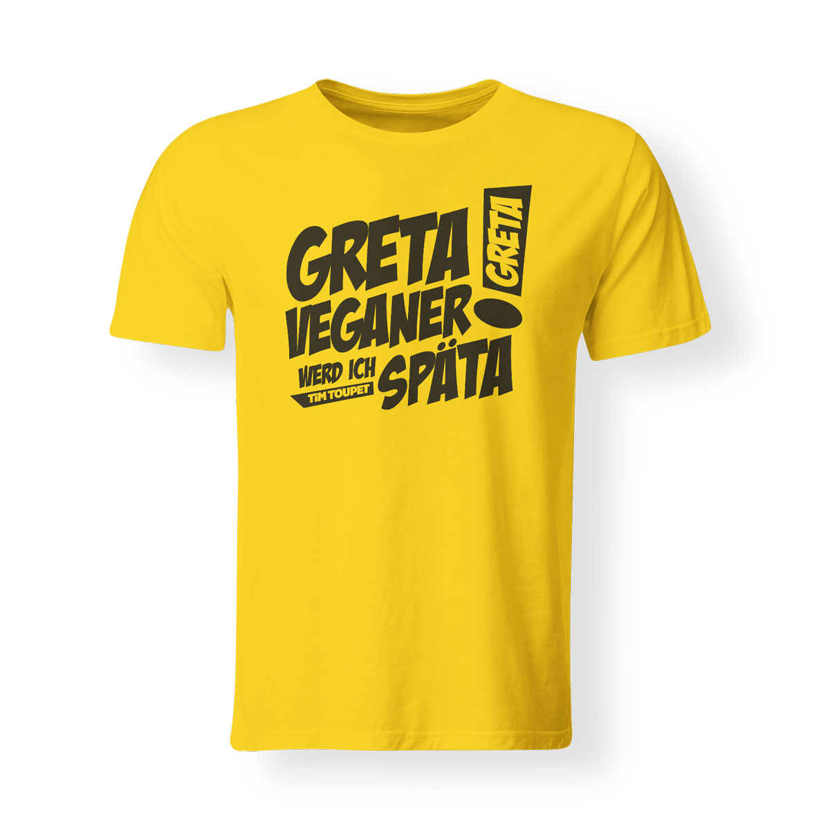 Tim Toupet T-Shirt Greta Veganer werd ich spaeta herren gelb